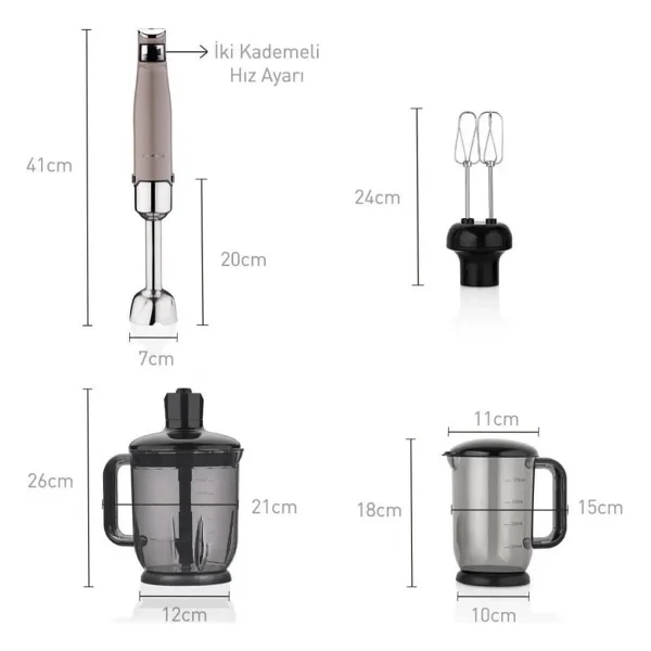 Korkmaz A449-02 Performix Mega Bej 1000 W Blender Seti - Görsel 4