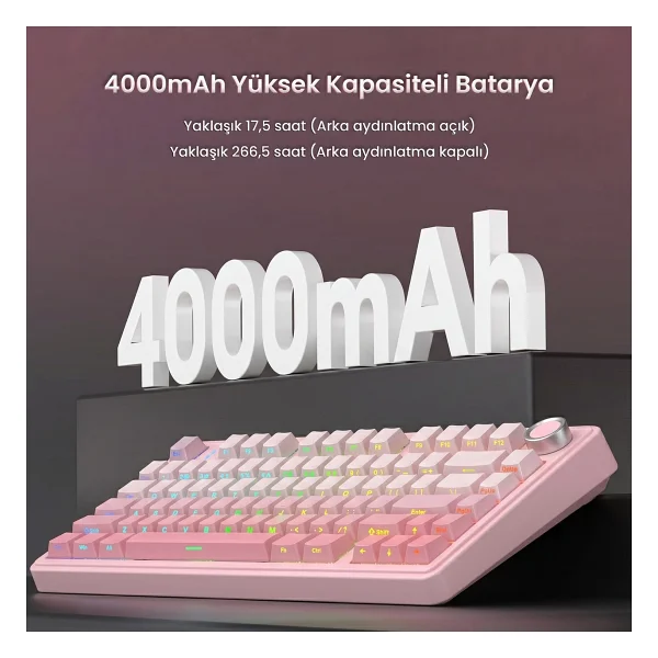 Aula F75 RGB %75 Tkl Cotton Candy Switch Kablolu/Kablosuz Mekanik Oyuncu Klavyesi - Görsel 6