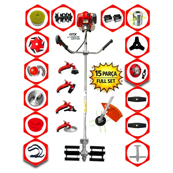 Eisenn German Et-900 11 İn 1 Pcs Ful Set Yan Tipi Benzinli Tırpan+Toprak Eşeleme +Akrobat Çapa Roket Başlık - Görsel 5