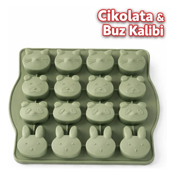 Evolis Kitchen 1 Adet Mint Yeşili 16'lı Isıya Dayanıklı Yanmaz Yapışmaz Silikon Çikolata Buz Kalıbı - Görsel 4