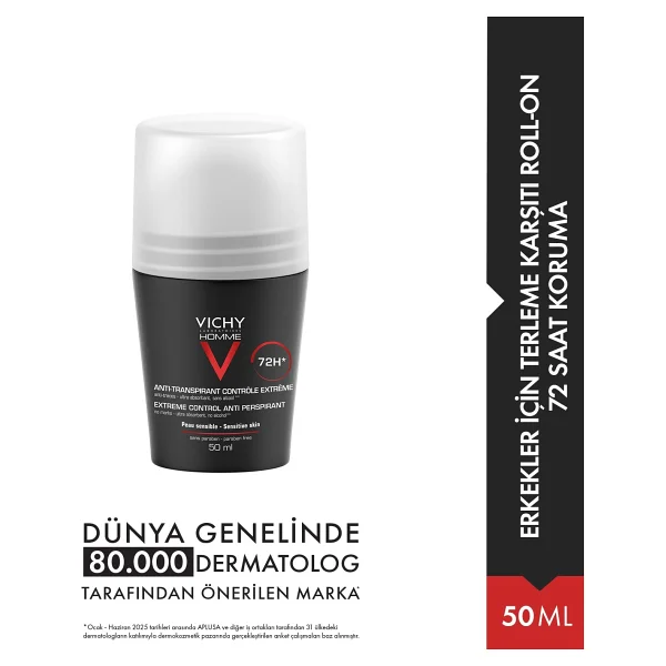 Vichy Homme Invisible Resist İz Ve Terleme Karşıtı 50 Ml Erkek Roll-On Deodorant - Görsel 3