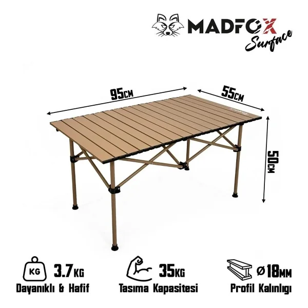 Madfox Surface 547270 95x55 Cm Alüminyum Katlanır Kamp Masası - Görsel 2