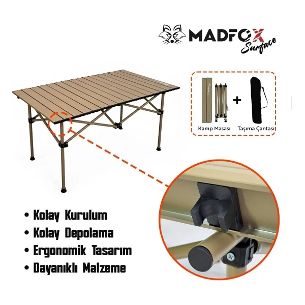 Madfox Surface 547270 95x55 Cm Alüminyum Katlanır Kamp Masası - Görsel 3