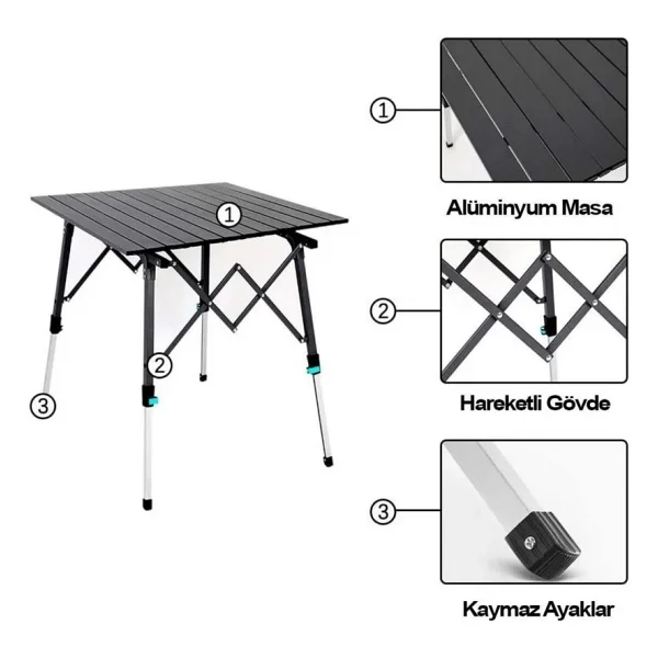 Madfox Skylite 546249 70x70 Cm Alüminyum Katlanır Kamp Masası - Görsel 2
