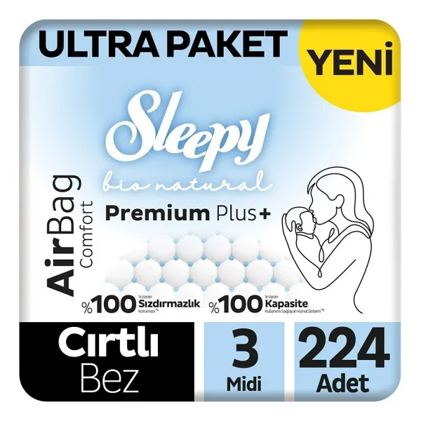 Sleepy Bio Natural Premium Plus Airbag Comfort 2 Numara Mini 68'li 4 Adet Bebek Bezi - Görsel 10