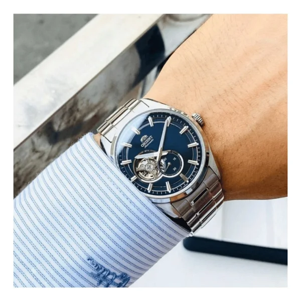 Orient Contemporary Semi-Skeleton Ra-Ar0003l10b Çelik Kordon Mavi Erkek Kol Saati - Görsel 6