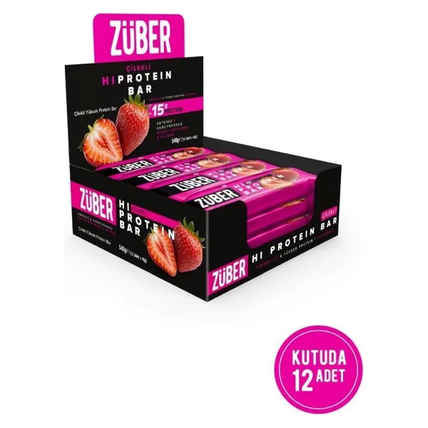 Züber Çilekli Hi Protein Bar 45g X 12 Adet (15g Protein) - Görsel 7