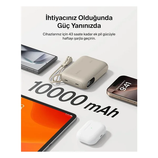 Belkin Boostcharge Bpb027hqsd Kum 10000 mAh Hızlı Şarj Powerbank - Görsel 4