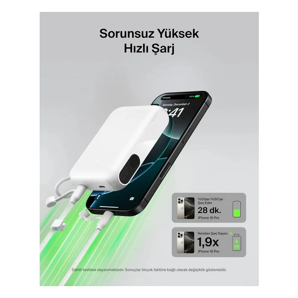 Belkin Boostcharge Bpb027hqwh Beyaz 10000 mAh Hızlı Şarj Powerbank - Görsel 3