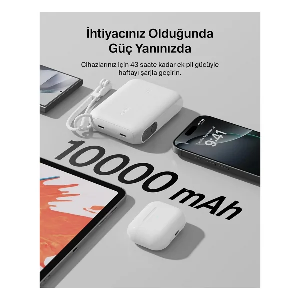 Belkin Boostcharge Bpb027hqwh Beyaz 10000 mAh Hızlı Şarj Powerbank - Görsel 4