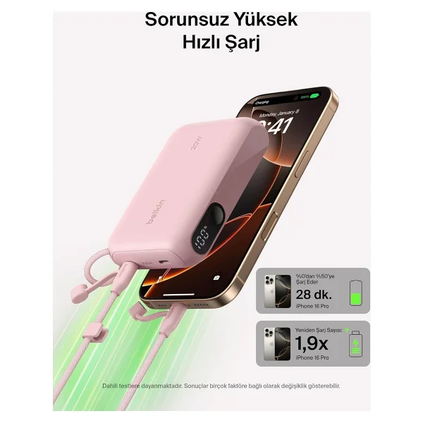 Belkin Boostcharge Bpb027hqpk Pembe 10000 mAh Hızlı Şarj Powerbank - Görsel 6