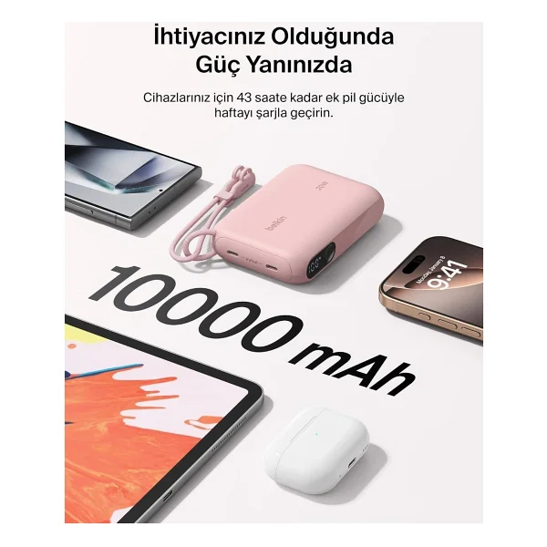 Belkin Boostcharge Bpb027hqpk Pembe 10000 mAh Hızlı Şarj Powerbank - Görsel 7