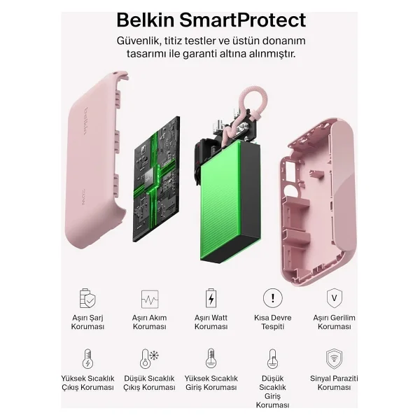 Belkin Boostcharge Bpb027hqpk Pembe 10000 mAh Hızlı Şarj Powerbank - Görsel 9