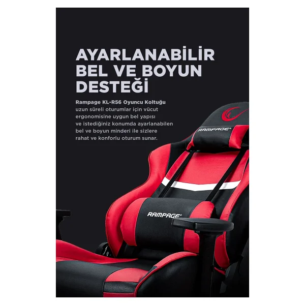 Rampage Kl-R56 3d Kol Oyuncu Koltuğu Kırmızı-Siyah - Görsel 7