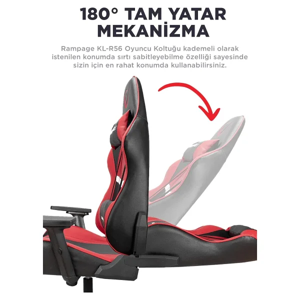 Rampage Kl-R56 3d Kol Oyuncu Koltuğu Kırmızı-Siyah - Görsel 8