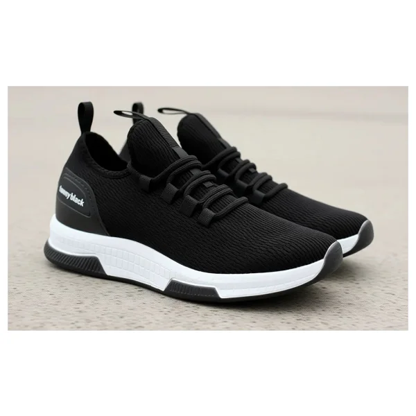 Tonny Black Unisex Siyah Beyaz Nefes Alabilen Kumaş Poli Taban Bağcıklı Spor Ayakkabı Düz Taban - 41 - Görsel 3