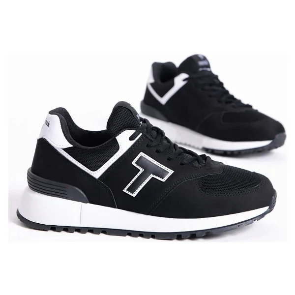 Tonny Black Unisex Siyah Beyaz Nefes Alabilen Kumaş Poli Taban Bağcıklı Spor Ayakkabı Düz Taban - 41 - Görsel 9