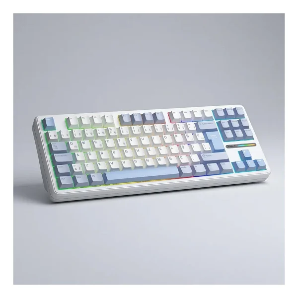 Aula F87 Pro Buz Mavisi RGB Tkl Graywood V4 Switch Kablolu/Kablosuz Mekanik Oyuncu Klavyesi - Görsel 4