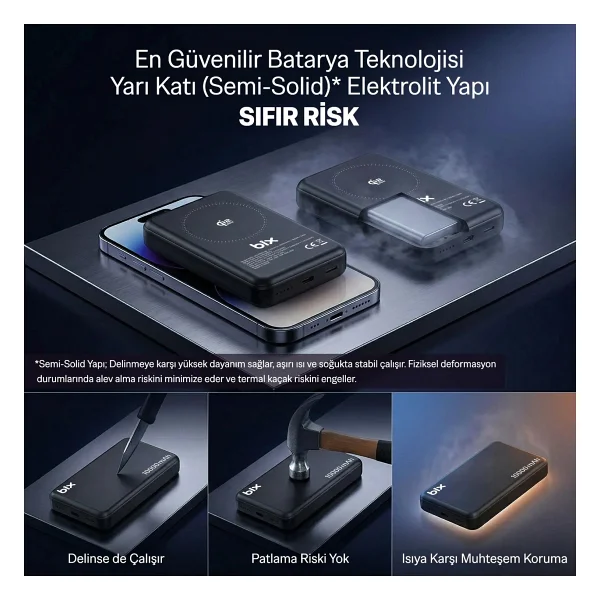 Bix Pb121 Bej 10000 mAh Hızlı Şarj Magsafe Powerbank - Görsel 8