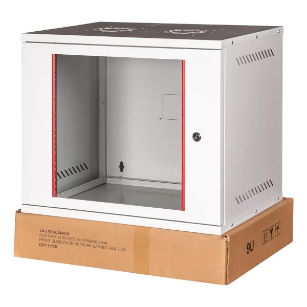 Lande - 9u 19" Cam Kapaklı Duvar Tipi Rack Kabinet Genişlik: 544 Mm Derinlik: 400 Mm Açık Gri Demonte - Görsel 9