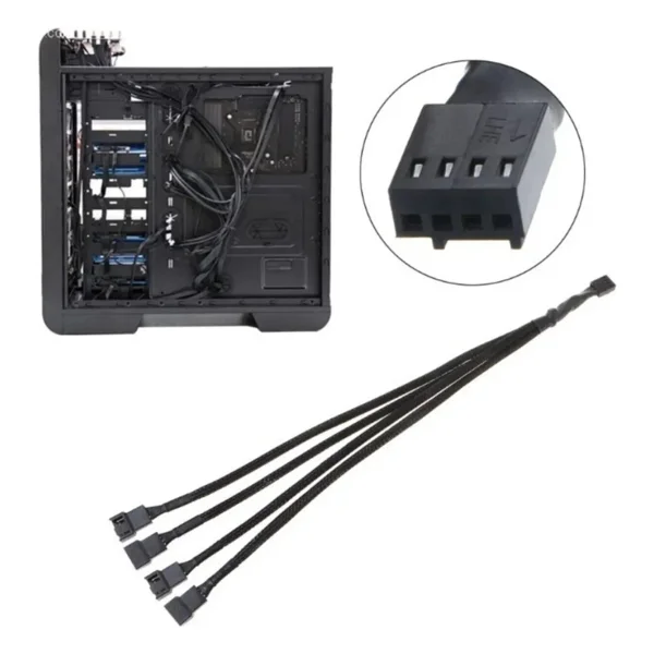 Alfais 4987 4 Pin Fan Çoklayıcı Y Pwm Çoklayıcı Splitter Kablosu 4 Port - Görsel 8