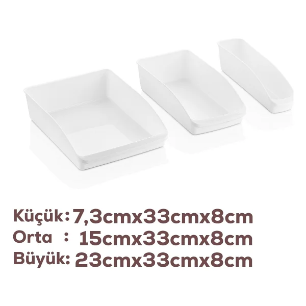 Porsima Org-49-P 3lü Çok Amaçlı Plastik Dolap Içi Düzenleyici Saklama Kutusu Organizer Sepet - Beyaz - Görsel 3