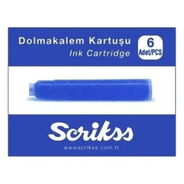Scrikss 6'lı Paket Mavi Dolma Kalem Kartuşu - Görsel 6