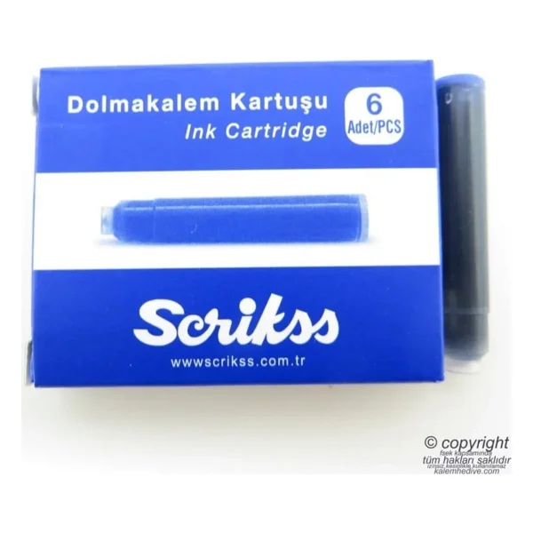 Scrikss 6'lı Paket Mavi Dolma Kalem Kartuşu - Görsel 4