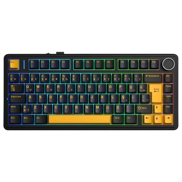 Aula F75 Mekanik RGB Tkl Hot Swap Graywood V4 Switch Kablosuz Makrolu Türkçe Q Klavye Siyah - Görsel 9