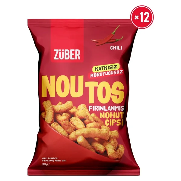 Züber Noutos Fırınlanmış Nohut Cipsi Chili 55g X 12 Paket - Görsel 6