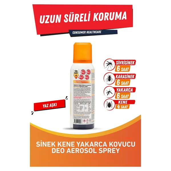 Sinkov Sinek Kene Yakarca Kovucu Deo Aerosol Sprey 100ml - Uzun Süre Koruma - Görsel 2