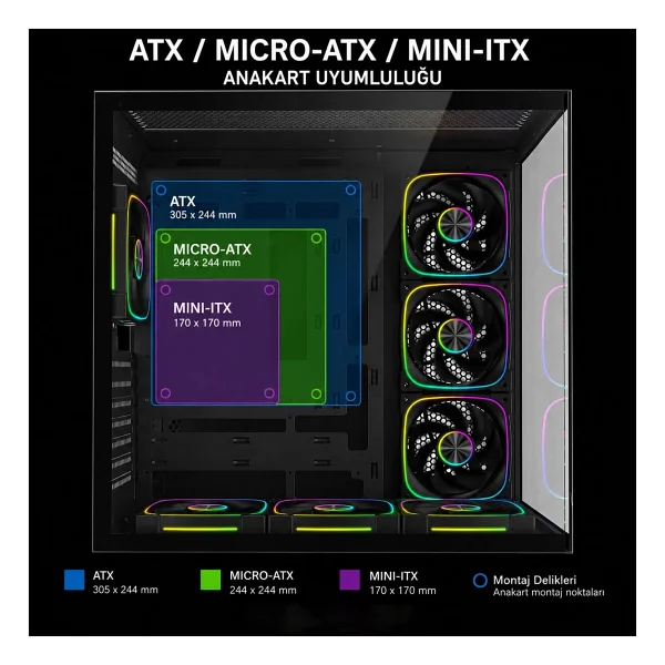 Rampage Sealite ARGB Fanlı 750 W ATX Oyuncu Kasası - Görsel 10