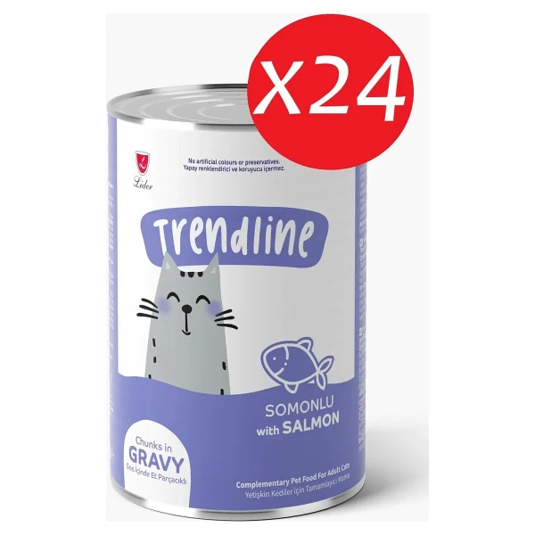 Trendline Trendlıne Konserve Sos Içinde Et Parçacıklı Somonlu Yetişkin Kedi Maması 400 Gx24 Adet - Görsel 2
