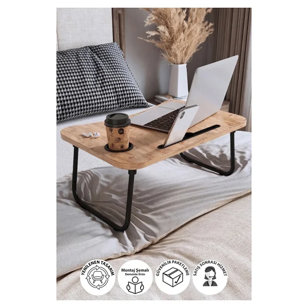 Bofigo Portatif Katlanır Laptop Sehpası Tablet Telefon Tutuculu Laptop Sehpası Beyaz - Görsel 10