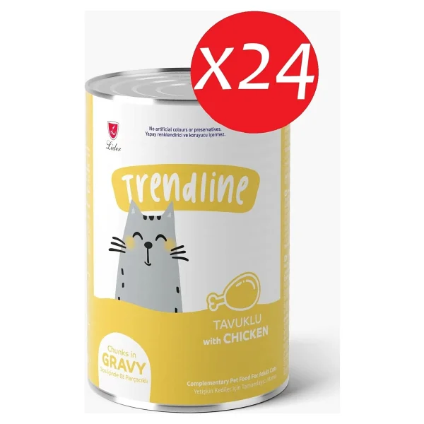 Trendlıne Konserve Sos İçinde Et Parçacıklı Tavuklu Yetişkin Kedi Maması 400 Gx24 Adet - Görsel 2