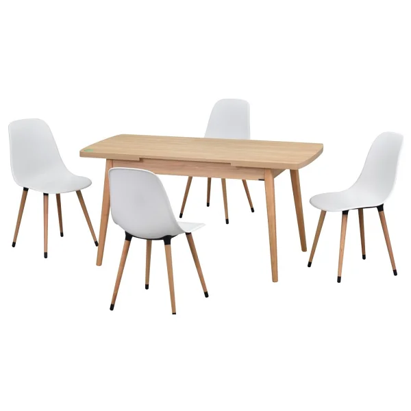 Vilinze Eames Sandalye Avanos Ahşap Mdf Açılır Mutfak Masası Takımı - 70x120+30 Cm - Beyaz - Nn - Görsel 3