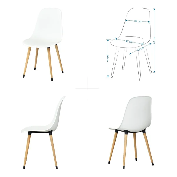 Vilinze Eames Sandalye Avanos Ahşap Mdf Açılır Mutfak Masası Takımı - 70x120+30 Cm - Beyaz - Nn - Görsel 4