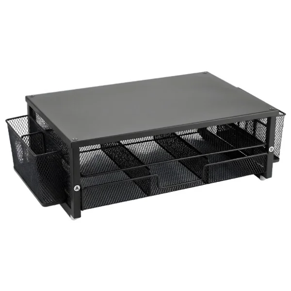 Temel Siyah Metal Mesh Monitör Yükseltici Stand Çekmeceli Kalemlikli Masaüstü Organizer 9210 - Görsel 2
