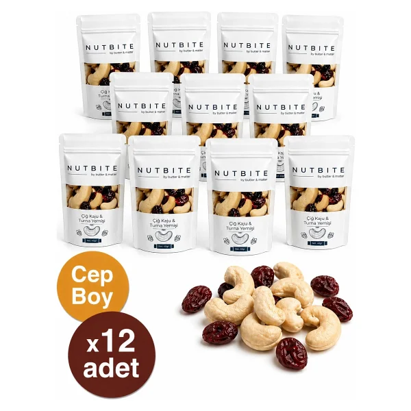 Nutbıte 12'li Cep Boy - Çiğ Kaju & Turna Yemişi - Taptaze Mahsül - Hafif Atıştırmalık Kuruyemiş - (12x40gr) - Görsel 5