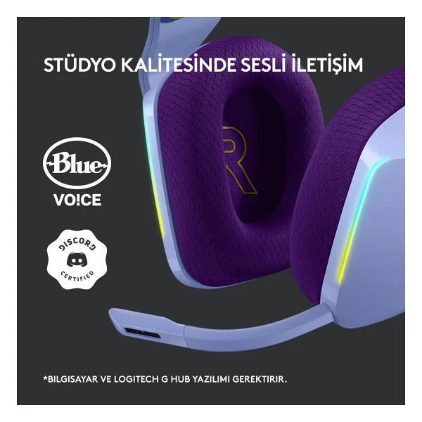 Logitech G733 Lightspeed Lila RGB 7.1 Kablosuz Kulak Üstü Oyuncu Kulaklığı - Görsel 8