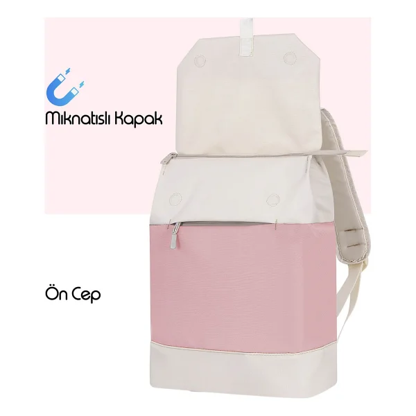 Mack Zen Eco Mce-1308 Bej Pembe 14.1" Laptop Sırt Çantası - Görsel 5