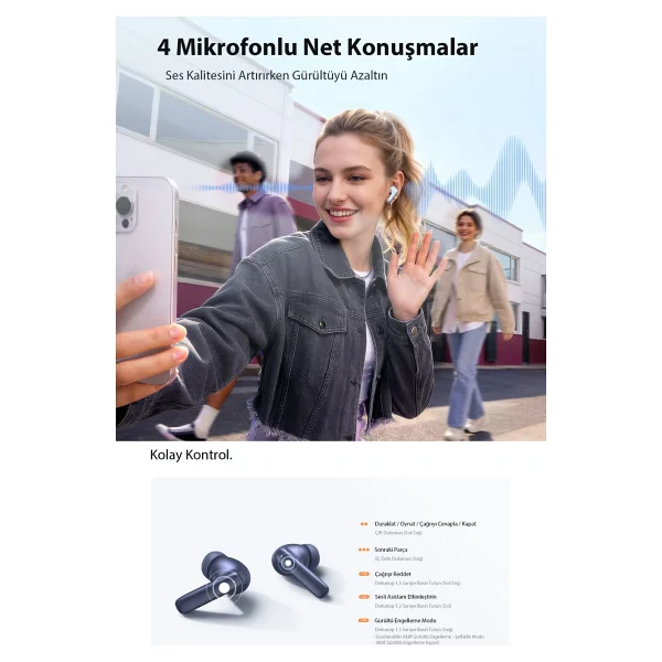 Qcy T13 Pro ANC TWS Kulak İçi Beyaz Bluetooth Kulaklık - Görsel 7