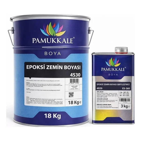 Pamukkale 4530 Epoksi Zemin Boyası 18+3 Kg Antrasit Gri Ral 7016 - Görsel 4