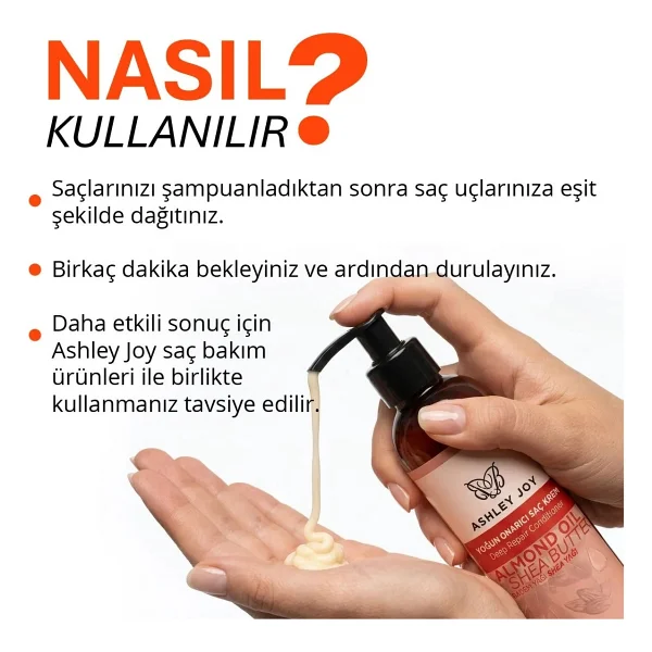 Ashley Joy Onarıcı Saç Kremi - E Vitamini Ve Tatlı Badem Yağı İle Güçlendirici Ve Nemlendirici Bakım, 250 Ml, Shea Yağı İçerir - Görsel 3