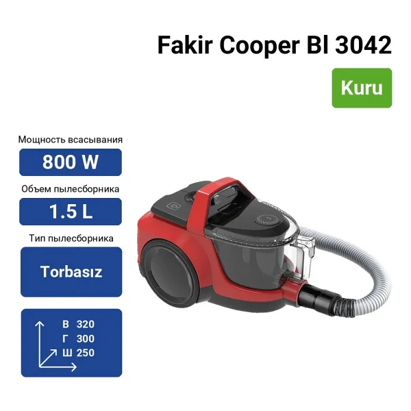 Fakir Cooper Bl 3042 Toz Torbasız Elektrikli Süpürge - Görsel 9