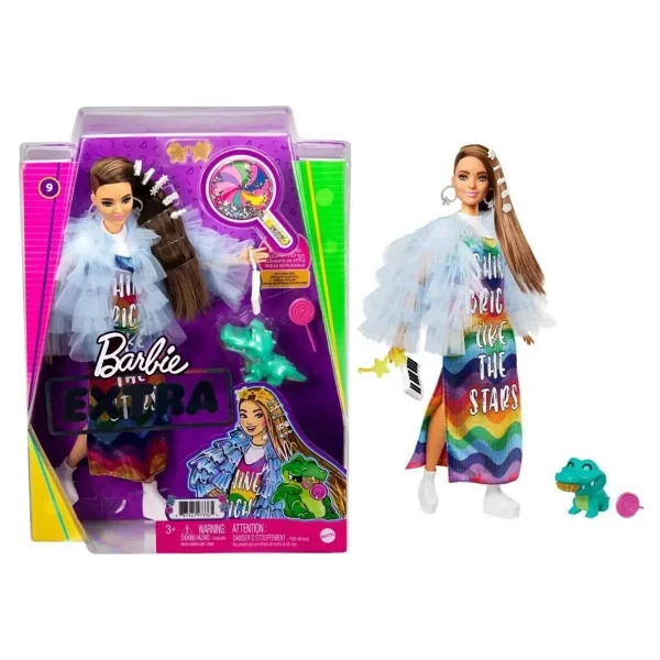 Barbie Extra Renkli Elbiseli Bebek Gyj78 - Görsel 4