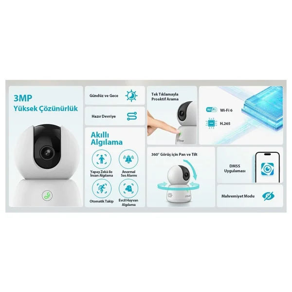 Dahua Hero B1 2k 3 Mp 360 Derece Bebek Gece Görüşlü Ip Wi-Fi Güvenlik Kamerası - Görsel 3