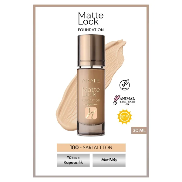 Note Matte Lock Spf 50 Pa++++ 120 Medium Beige 30 Ml Likit Fondöten - Görsel 7