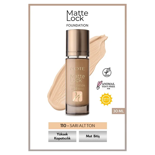 Note Matte Lock Spf 50 Pa++++ 120 Medium Beige 30 Ml Likit Fondöten - Görsel 8