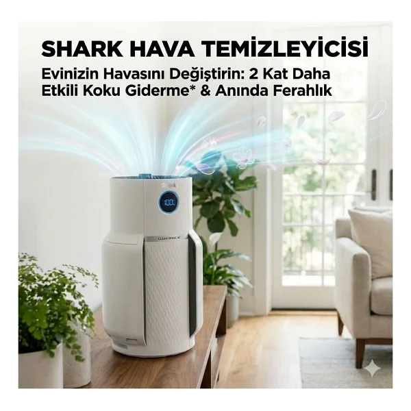Shark 130 M2 Hepa Aktif Karbon Hava Temizleyici Cihaz Pm2.5 Beyaz Geniş Alan - Görsel 9